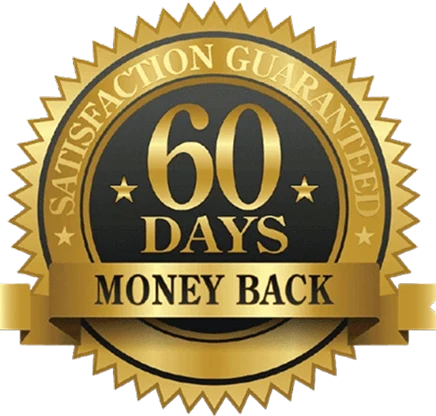 60 days money back satisfaction guaranteed badge
